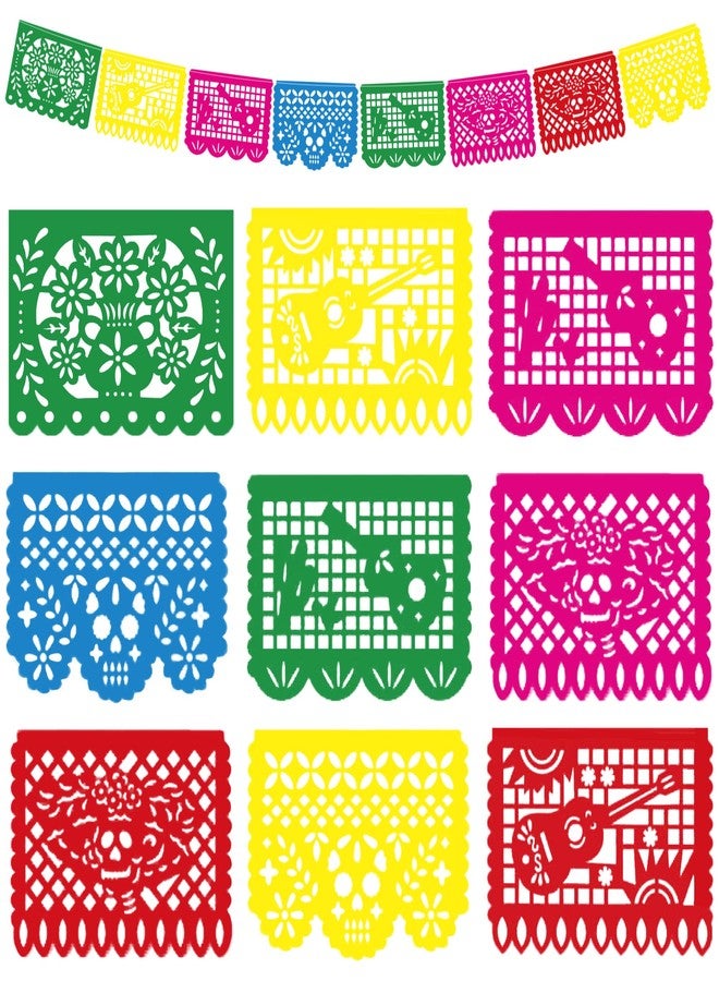 OHOME ديكورات OHOME Dia De Los Muertos - تيارات لافتة Papel Picado | يوم الموتى كاترينا أوفريندا خلفية العلم الفقرة فييستا لوازم زينة الحفلات للمذبح المكسيكي دي مورتوس داخلي وخارجي - Image 1
